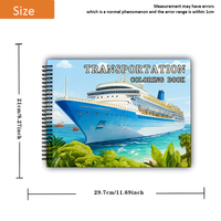 Livre de coloriage sur le transport, 24 pages grand format avec voitures, camions, trains, bateaux, avions pour enfants débutants, papier spirale