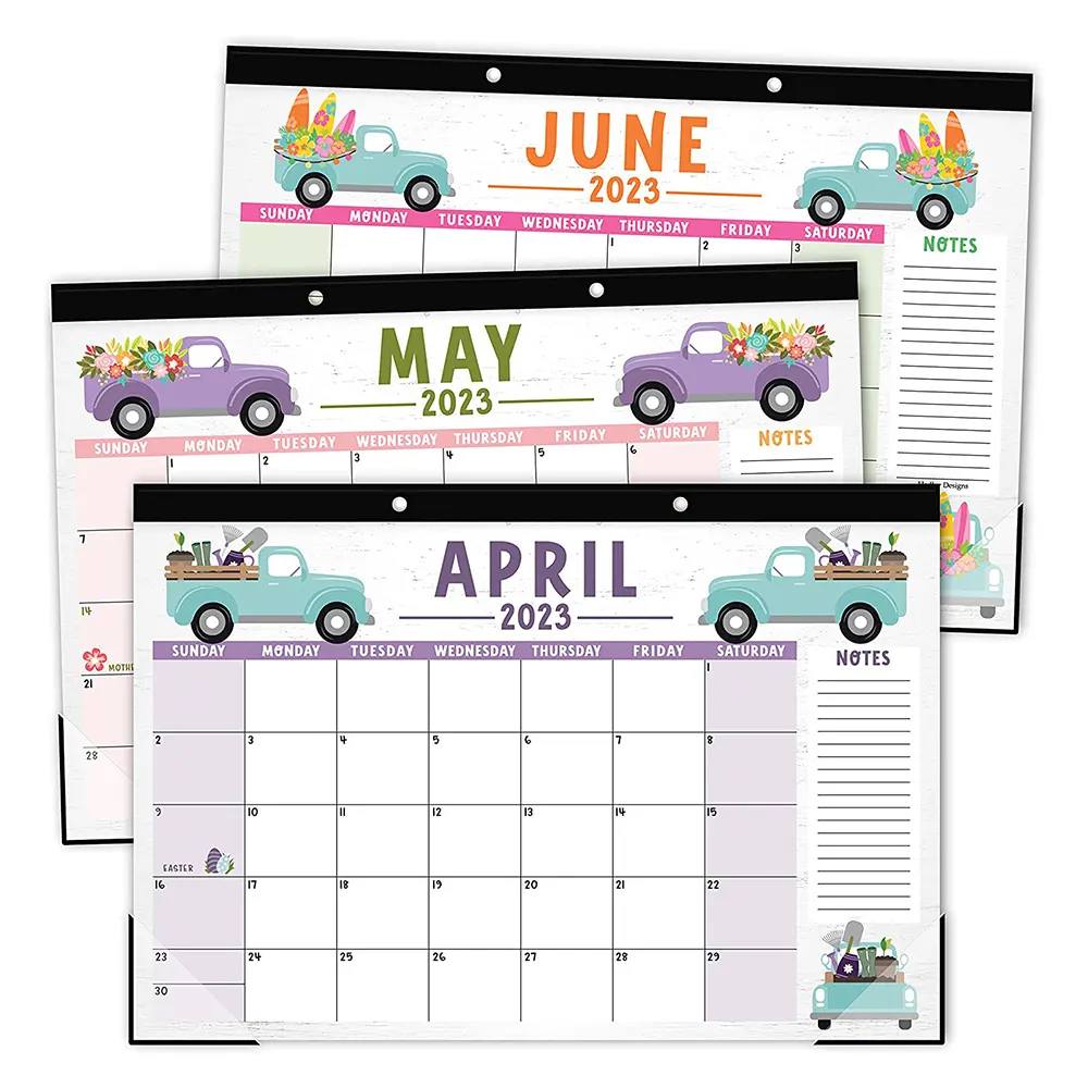 Benutzer definierter voll farbiger Druck jedes Jahr Spiral Wandbehang Monats kalender Agenda Planer