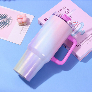 Gelas vakum portabel dengan sedotan, desain unik, Tumbler baja tahan karat bebas Bpa, anti bocor - Product Image 1