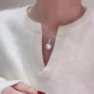 Colgante de Plata S925 para DIY con Soporte Vacío para Perlas, Estilo Gema, para Collares, para Perlas de 10-15mm, 30872, Encanto Diamante - Product Image 4