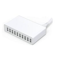 Bloc chargeur USB 60W à 10 ports pour téléphones mobiles/tablettes, station de charge USB intelligente multifonctionnelle 5V/12A 60W