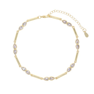 2026 गर्मियों की हॉट सेलिंग 18k गोल्ड प्लेटेड पीतल फैशन गहने ज्यामितीय आंसू ड्रॉप बार लिंक चेन महिला - Product Image 6