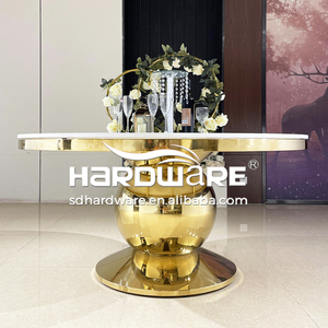 Venta al por mayor, mesa de comedor de boda, banquete superior, mdf, marco de metal dorado - Product Image 6