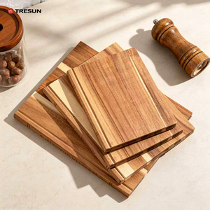 Juego de 3 tablas de cortar de madera de acacia con soporte, en forma de biblioteca. - Product Image 6