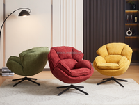 Chaise de Canapé Pivotant Moderne Nordique à Bras Unique Chaise d'Appoint Élégante de Luxe Décor à la Maison Salon Sièges Hôtel Chaise Tissée en Tissu