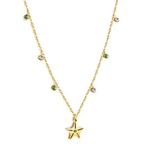 Collier Pendentif Étoile en Acier Inoxydable Plaqué Or 18 carats, Étanche, avec Chaîne et Zircons Colorés en Forme d'Étoile de Mer – Nouvelle Collection Tendance - Product Image 1