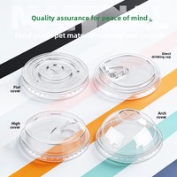Tapas desechables de PET para vasos de té con leche, calibre 98/93 mm - Diseños planos, abovedados y altos, logotipo personalizable, capacidad de 360-700 ml
