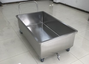 รถเข็นสแตนเลส120L/200L/300L สำหรับงานหนัก316 304สำหรับโรงงานรถเข็นขนส่งเนื้อ - Product Image 5
