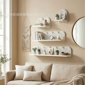 OY-PVC Threaded Semi-Circular <b>Shelf</b> <b>Wall</b> <b>Mounted</b> 5-Layer Geometric Storage Rack For Home Decor Display - Product Image 1