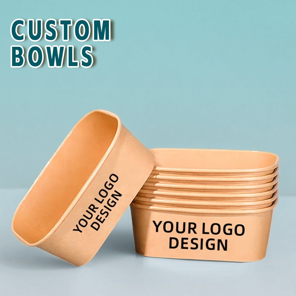 Factory Supply Disposable Kraft Paper Plate Bowl Custom Salad Bowl With Lid Free Sample Free Design