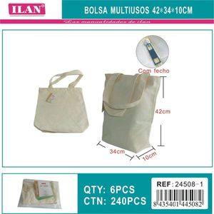 Borsa in tela multiuso Iln 42x34x10 cm con cerniera, accessorio moda, tote bag - Product Image 1