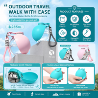 Bouteille d'eau pliable pour chien NicePets en acier inoxydable |   Bol de voyage portable pour animaux de compagnie avec cordon |   Chiens et chats d'extérieur