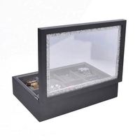 Boîte à bijoux en bois de luxe avec logo personnalisé et couvercle transparent, emballage cadeau, présentoir