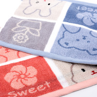 Serviette de toilette carrée en coton pour bébé et enfant, 25x25cm, épaisse, absorbante, avec logo lapin jacquard, prête à l'emploi, en stock