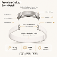 Bracelet intelligent à écran invisible, affichage à activation par levée de bras, moniteur de fréquence cardiaque 24/7, SpO2, suivi du sommeil, IP68, autonomie de 5 à 7 jours, charge magnétique