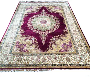 170厘米x 240厘米手工紫色婚礼传统东方手工打结土耳其丝绸地毯室内室外装饰地毯