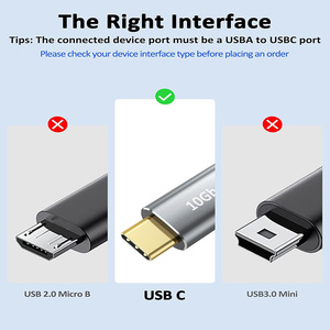 สายยูเอสบี 3.2 เอถึงประเภทซี 10Gbps 1M สำหรับจัดเก็บข้อมูลภายนอกและที่ชาร์จในรถยนต์สีดำ - Product Image 3