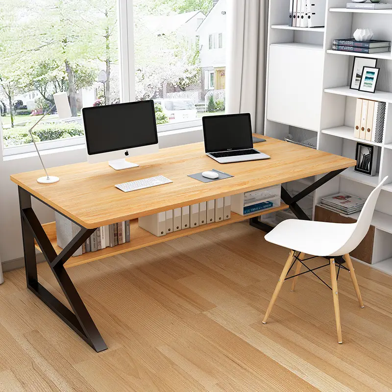 Bureau d'ordinateur en bois massif, étagère métallique, bureau de chevet, coin, Table de chevet pour ordinateur portable, bon marché