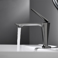 Mélangeur d'eau à poignée unique noir robinet de lavabo de salle de bain en cuivre
