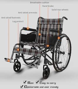 Fournitures médicales pour personnes âgées en gros Soins de santé Fauteuil roulant léger Manuel Standard - Product Image 6