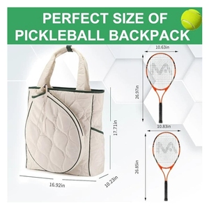 Sac à dos de tennis en peluche matelassé de luxe pour femmes Logo personnalisé pour Gym Badminton Pickleball Paddle Racket Bag White Sports Use - Product Image 2
