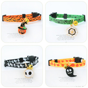 Collares ajustables para mascotas de Halloween lindo fantasma/araña calabaza gato collares hebilla de seguridad tela estampado decorativo patrón para perros - Product Image 2