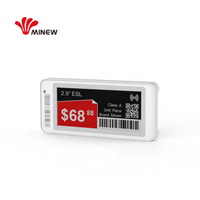 Label Harga Digital Minew Tahan Air 2.9 Inci E Ink BLE 5.0 Label Rak Elektronik Label Pintar
