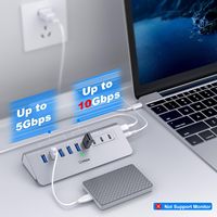 Hub USB 3.2 Gen 2 10 Gbps en aluminium à 9 ports avec ports USB-C/USB-A, compatible avec la charge PD 65W pour ordinateurs portables/iPhone 17/16/15/PC – En stock