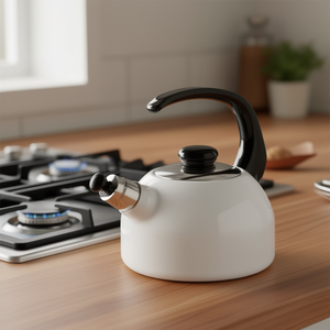 Riess Classic Plus Whistling <b>Kettle</b> White 2.5L Stainless Steel Handle Stovetop Use - Product Image 3