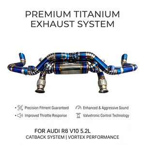 ระบบท่อไอเสียแบบ Catback วัสดุไทเทเนียม Vortex Sport Sound Tuning สำหรับ Audi R8 V10 5.2L ปี 2024-2025 พร้อมวาล์วสุญญากาศ - Product Image 1