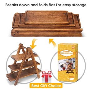 Wooden Tiered Tray 3 Tiers Multipurpose Serving <b>Stand</b> For Dessert Party Kitchen Storage - Product Image 2