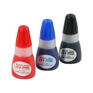 SUN Taiyo Tinta Merah Biru Hitam 10Ml Bantalan Stempel Isi Ulang Botol Tinta Kemasan Stempel Kilat untuk Kertas