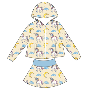 Nouvelle Arrivée 2026 Ensemble Confortable 2 Pièces en Tissu Yoga pour Petites Filles : Sweat à Capuche Zippé à Manches Longues et Jupe Personnalisable pour Bébés et Enfants - Product Image 4