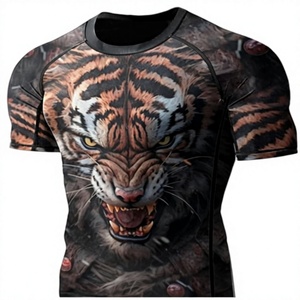 Camiseta Deportiva de Compresión Sublimada Personalizada de Spandex/Poliéster para MMA, BJJ, Boxeo, Lucha Libre, Entrenamiento en Gimnasio - Ligera - Product Image 4