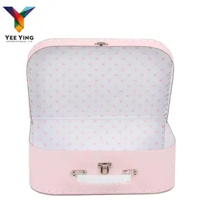 Small Pink Paper Cardboard Baby Kid Clothes Newborn Suitcase Shaped Gift Packaging Box With Handle