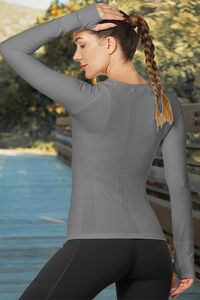 Camicia da corsa <span class=keywords><strong>sportiva</strong></span> <span class=keywords><strong>sportiva</strong></span> <span class=keywords><strong>sportiva</strong></span> <span class=keywords><strong>sportiva</strong></span> traspirante a maniche lunghe da <span class=keywords><strong>donna</strong></span> con top attivi leggeri Slim Fit - Product Image 6