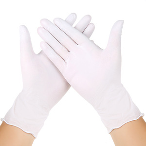 Guantes desechables de nitrilo, blancos, Smlxl, no estériles, textura suave, 24 cm de longitud, de un solo uso, para tareas domésticas, protección laboral - Product Image 1