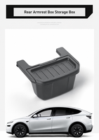 Boîte de rangement arrière en L pour accoudoir compatible Tesla Model YL 2025, poubelle de voiture intérieure à couvercle rabattable, organisateur en thermoplastique
