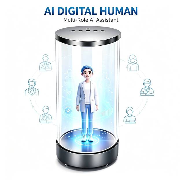 Business Hologram Cabin AI Digital Human Assistant Holographic Interactive Voice Chat Device for Education Healthcare Service