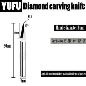 YUFU pisau mesin ukir komputer ukiran berlian, pisau komputer dasar datar tajam tidak dilapisi berlian HRC93 OEM dapat disesuaikan - Product Image 6