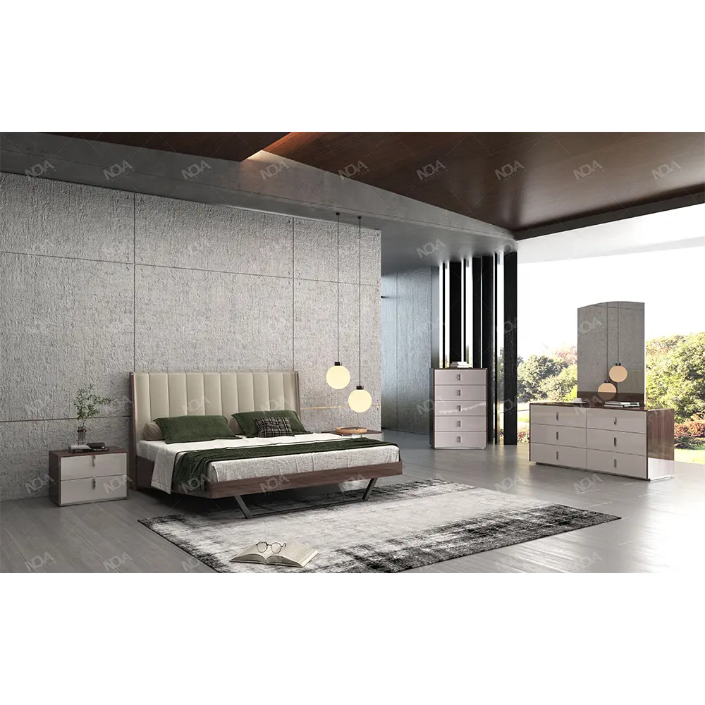 Juego de dormitorio de Casa de diseños modernos de alta calidad NOVA Master King Chestnut Grey Muebles de dormitorio Suite