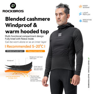 <span class=keywords><strong>ROCKBROS</strong></span>-Haut de cyclisme à capuche, coupe-vent, manches longues, couche de base thermique, polaire, en viscose, acrylique, spandex, pour homme - Product Image 6
