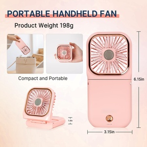 Ventilador de Mano Portátil Recargable USB, Plegable, de Alta Velocidad, con Batería, para Uso Doméstico - Product Image 2