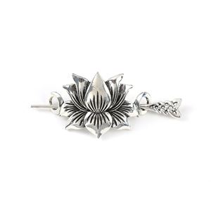 Barrette à cheveux vintage en argent motif lotus, design bohème spirituel, détails floraux complexes, parfaite pour les styles bohèmes, élégante - Product Image 6