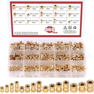 Cross Border 460pcs Brass Thread Insert Set Metric Coarse Copper Plated Knurled Nuts Boxed For Injection Molding - Product Image 2
