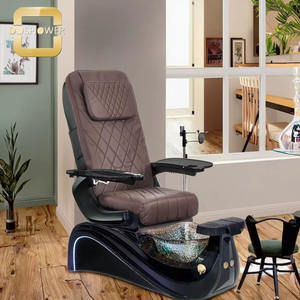 Lujoso salón de uñas muebles de manicura reposapiés Spa equipo de uñas con detalles dorados para silla de pedicura de masaje de tacto <span class=keywords><strong>humano</strong></span> - Product Image 1