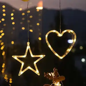 圣诞钟雪人星灯窗户装饰发光二极管吸盘灯电池电源家居装饰圣诞花环