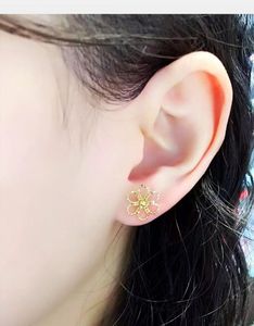 Xinfly 18k Gold Earrings <b>Small</b> Fresh Earrings Au750 Plain Gold Lace Earrings Gold Braided Exquisite Sunflower - Product Image 2