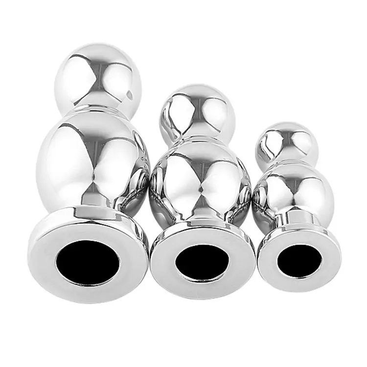 3PCS One Set Metal Hollow Anal Plugs Stainless Steel Enema Butt Plugs for Male