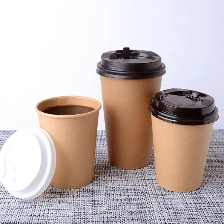 Tek kullanımlık biyobozunur PLA kahve fincanları tek kullanımlık eko dostu stoklu biyobozunur, geri dönüşümlü malzemeler pergamin kağıt 12oz